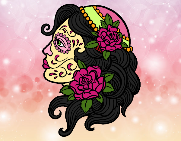 Dibujo Tatuaje de Catrina pintado por LunaLunita