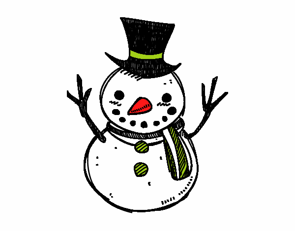 Dibujo Un muñeco de nieve con sombrero pintado por MAVEAR