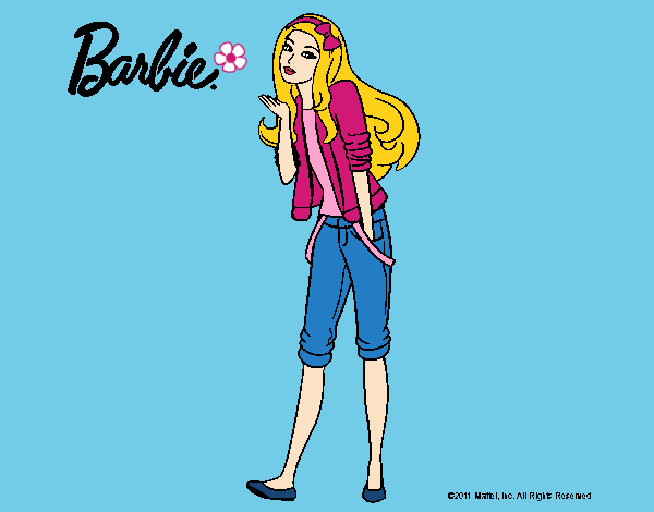 Dibujo Barbie con look casual pintado por LunaLunita