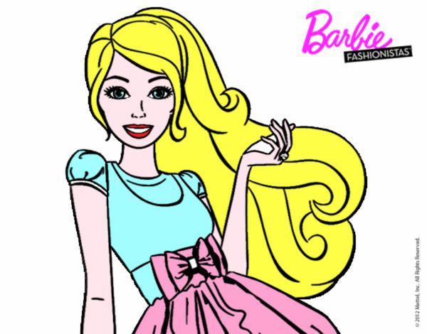 Dibujo Barbie con su vestido con lazo pintado por livet