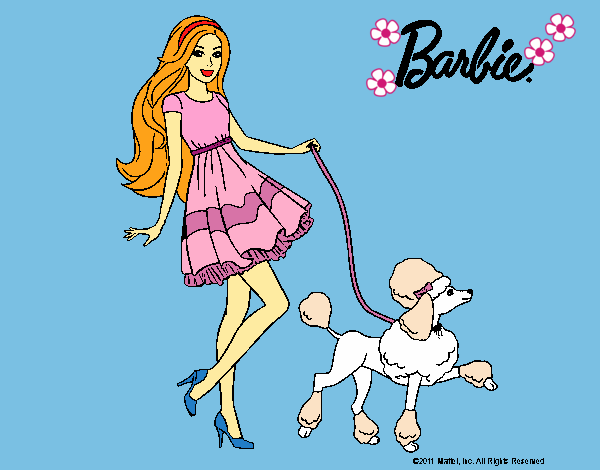 Dibujo Barbie paseando a su mascota pintado por LunaLunita