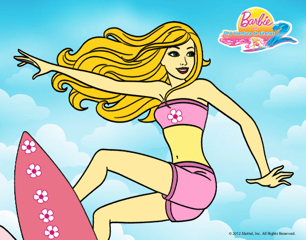 Dibujo Barbie surfeando pintado por LunaLunita