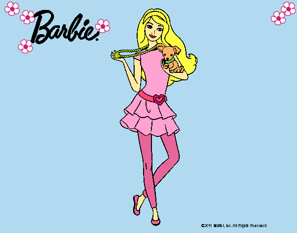 Dibujo Barbie y su mascota pintado por LunaLunita