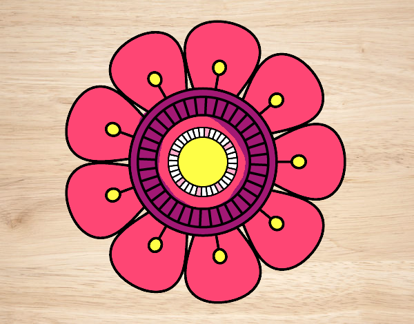 Dibujo Mandala en forma de flor pintado por FFRD