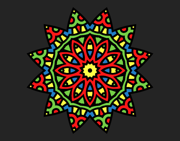 Dibujo Mandala estrella pintado por queyla