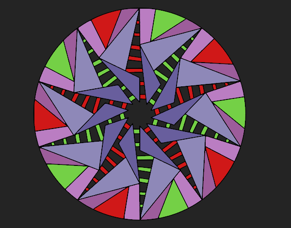 Dibujo Mandala sol triangular pintado por queyla