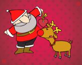 Dibujo Papá Noel y Rudolf pintado por Ali2004