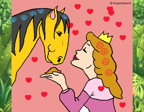 Dibujo Princesa y caballo pintado por LOCUELA