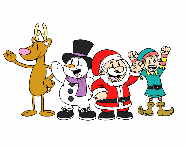 Dibujo Santa Claus y sus amigos pintado por Letty25