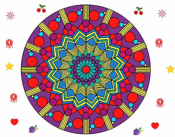 Dibujo Mandala flor con círculos pintado por juliamaria