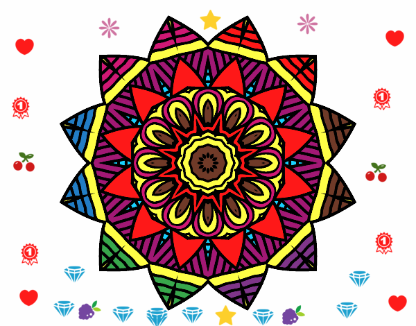 Dibujo Mandala frutal pintado por juliamaria