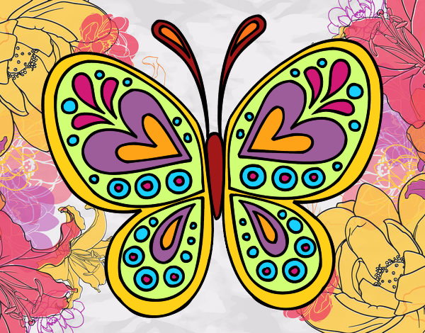 Dibujo Mandala mariposa pintado por merchindan
