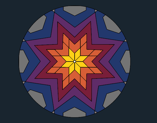 Dibujo Mandala mosaico estrella pintado por merchindan