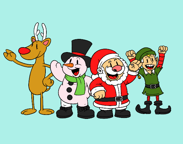 Dibujo Santa Claus y sus amigos pintado por abcd1