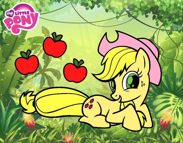 Dibujo Applejack y sus manzanas pintado por LunaLunita