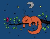 Dibujo El gato y la luna pintado por para