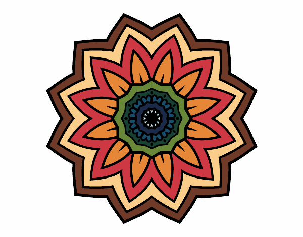 Dibujo Mandala flor de girasol pintado por ValeO