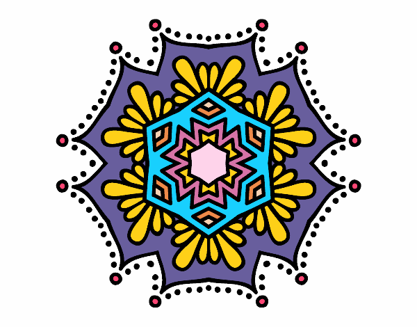 Dibujo Mandala flor simétrica pintado por ValeO