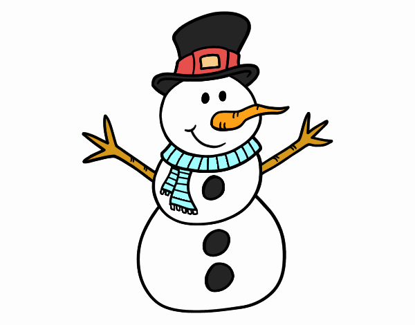Dibujo Muñeco de nieve con sombrero pintado por brendazali