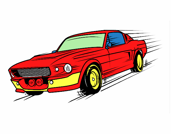 Dibujo Mustang retro pintado por maximolp