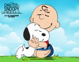 Dibujo Snoopy y Carlitos abrazados pintado por queyla
