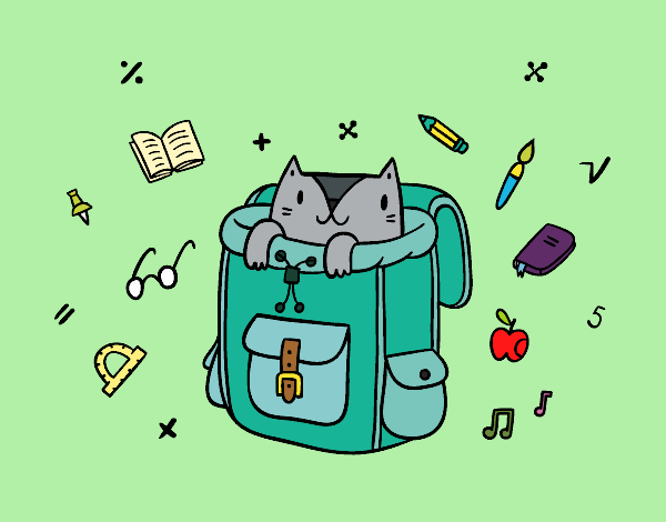Dibujo Gato dentro de una mochila pintado por panchita2