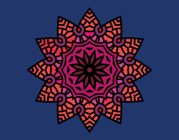 Dibujo Mandala estrella floral pintado por gigiamor