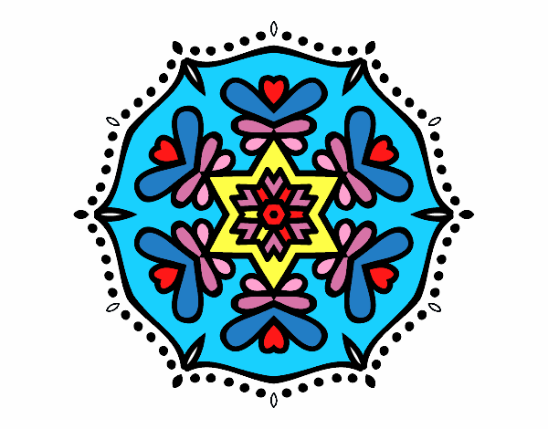 Dibujo Mandala simétrica pintado por guinda