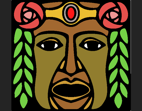 Dibujo Máscara Maya pintado por valenchuss