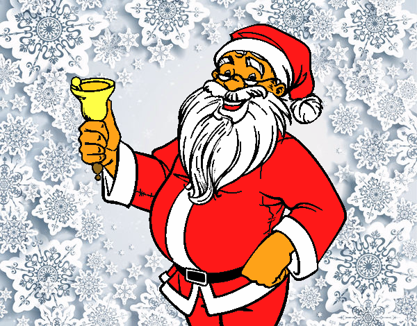 Dibujo Papá Noel con campana pintado por sufrit