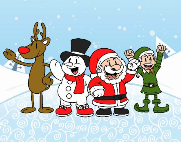Dibujo Santa Claus y sus amigos pintado por BerthitaDZ