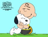 Dibujo Snoopy y Carlitos abrazados pintado por Vicky2012