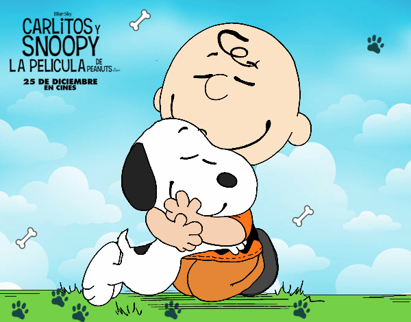 Dibujo Snoopy y Carlitos abrazados pintado por Marco1202