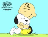 Dibujo Snoopy y Carlitos abrazados pintado por meagan