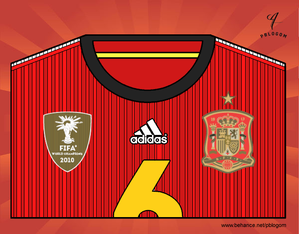 Dibujo Camiseta del mundial de fútbol 2014 de España pintado por dulceth_07