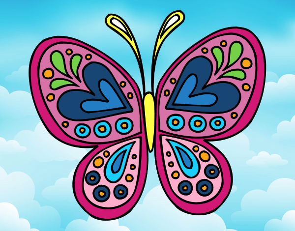 Dibujo Mandala mariposa pintado por icruzodena