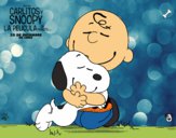 Dibujo Snoopy y Carlitos abrazados pintado por mayesita