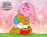 Dibujo Snoopy y Carlitos abrazados pintado por corazoncil