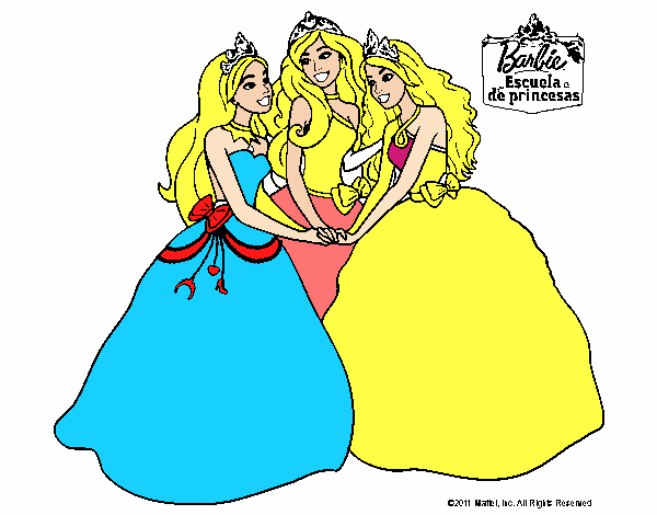 Dibujo de Barbie y sus amigas princesas pintado por en Dibujos.net el