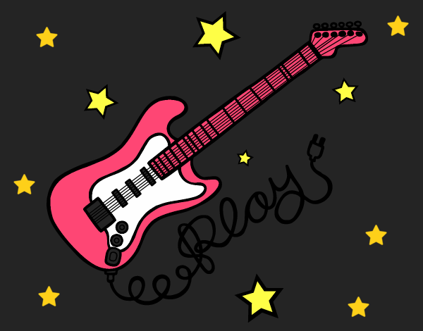 Dibujo Guitarra y estrellas pintado por valeri2003