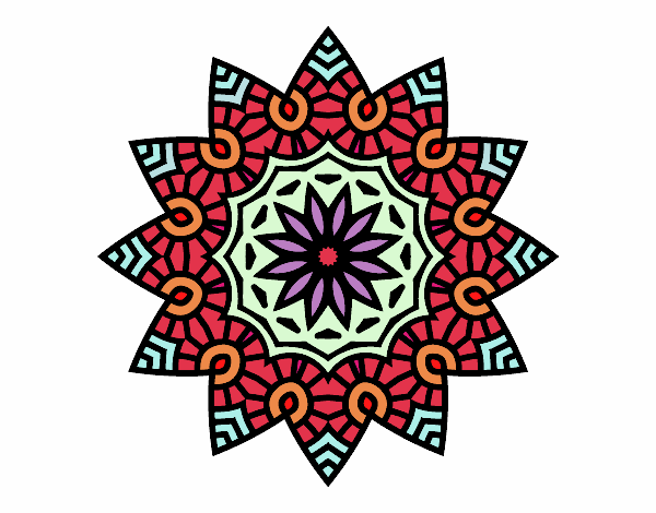 Dibujo Mandala estrella floral pintado por gigiamor