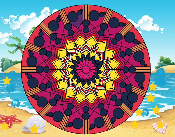 Dibujo Mandala flor con círculos pintado por gigiamor