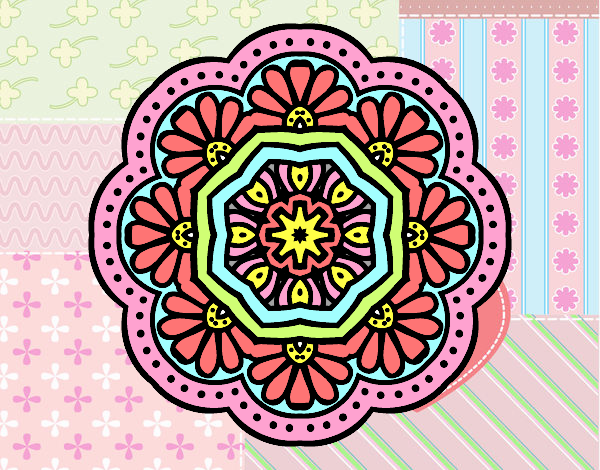 Dibujo Mandala mosaico modernista pintado por Gladiolo