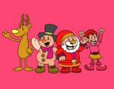 Dibujo Santa Claus y sus amigos pintado por alicia2333