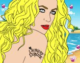 Dibujo Shakira - Servicio de lavandería pintado por currea