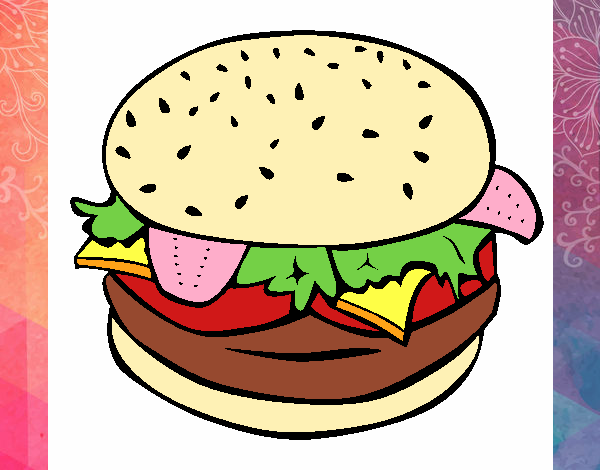 Dibujo Hamburguesa completa pintado por pinkipaint