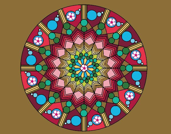 Dibujo Mandala flor con círculos pintado por blanca