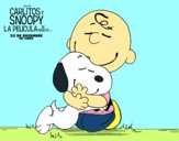 Dibujo Snoopy y Carlitos abrazados pintado por rubiabg1