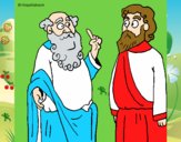Dibujo Sócrates y Platón pintado por alexha