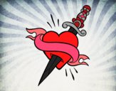 Dibujo Tatuaje de corazón y puñal pintado por valeterry